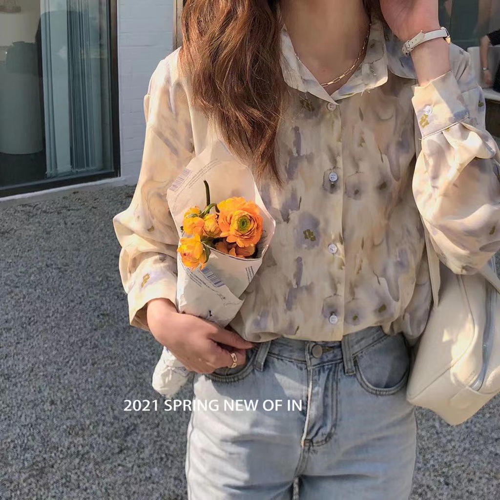 SUXI Áo Sơ Mi Nữ Dài Tay Cổ Bẻ Thời Trang Hàn