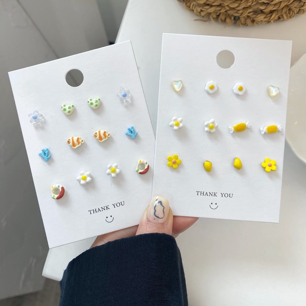 Khuyên Tai Nhựa Resin Bạc S925 Họa Tiết Rau Củ Hoạt Hình Kiểu Hàn Quốc Dễ Thương Cho Nữ