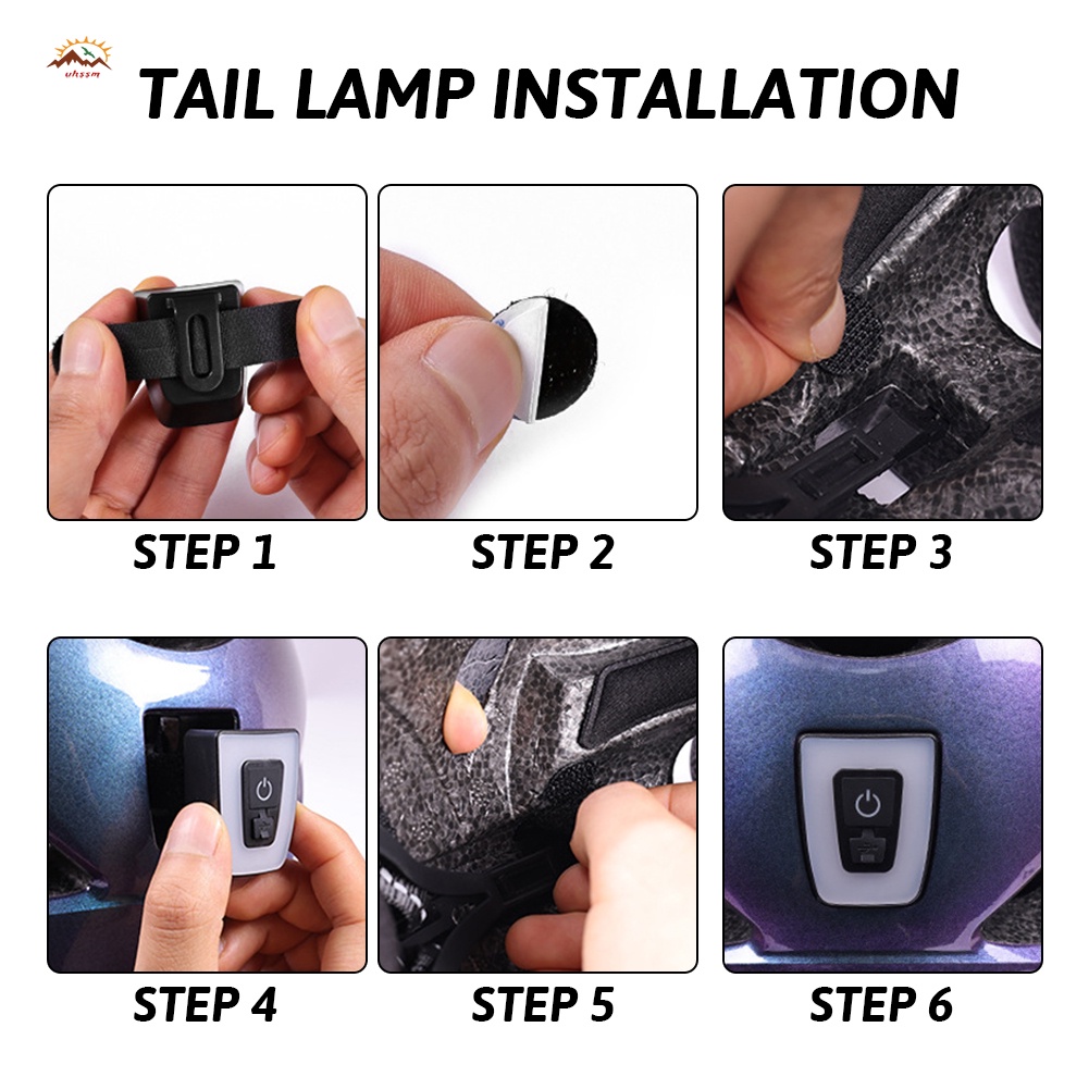 Đèn Pin LED Cảnh Báo An Toàn Sạc USB Chống Nước Gắn Mũ Bảo Hiểm Cho Xe Đạp