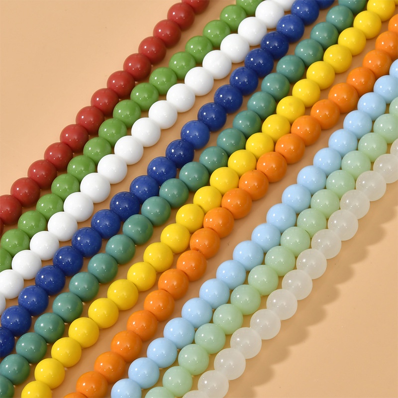 Túi 50 Hạt Đá Ngọc Bích 8mm Màu Sắc Xinh Xắn Dùng Làm Trang Sức Thủ Công