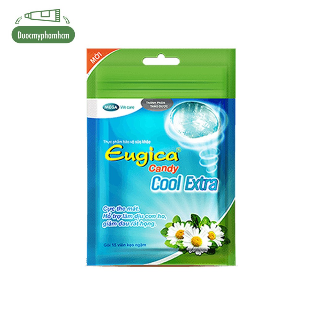 Kẹo Ngậm Thông Phế Mát Họng Eugica Candy Cool Extra (Bịch 15 viên)