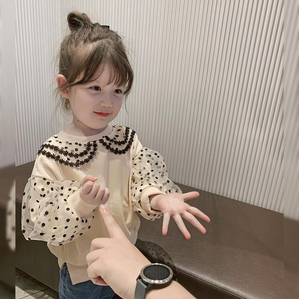 Áo Sweater Tay Dài Cổ Búp Bê Thời Trang Mùa Thu Phong Cách Hàn Quốc Cho Bé Gái