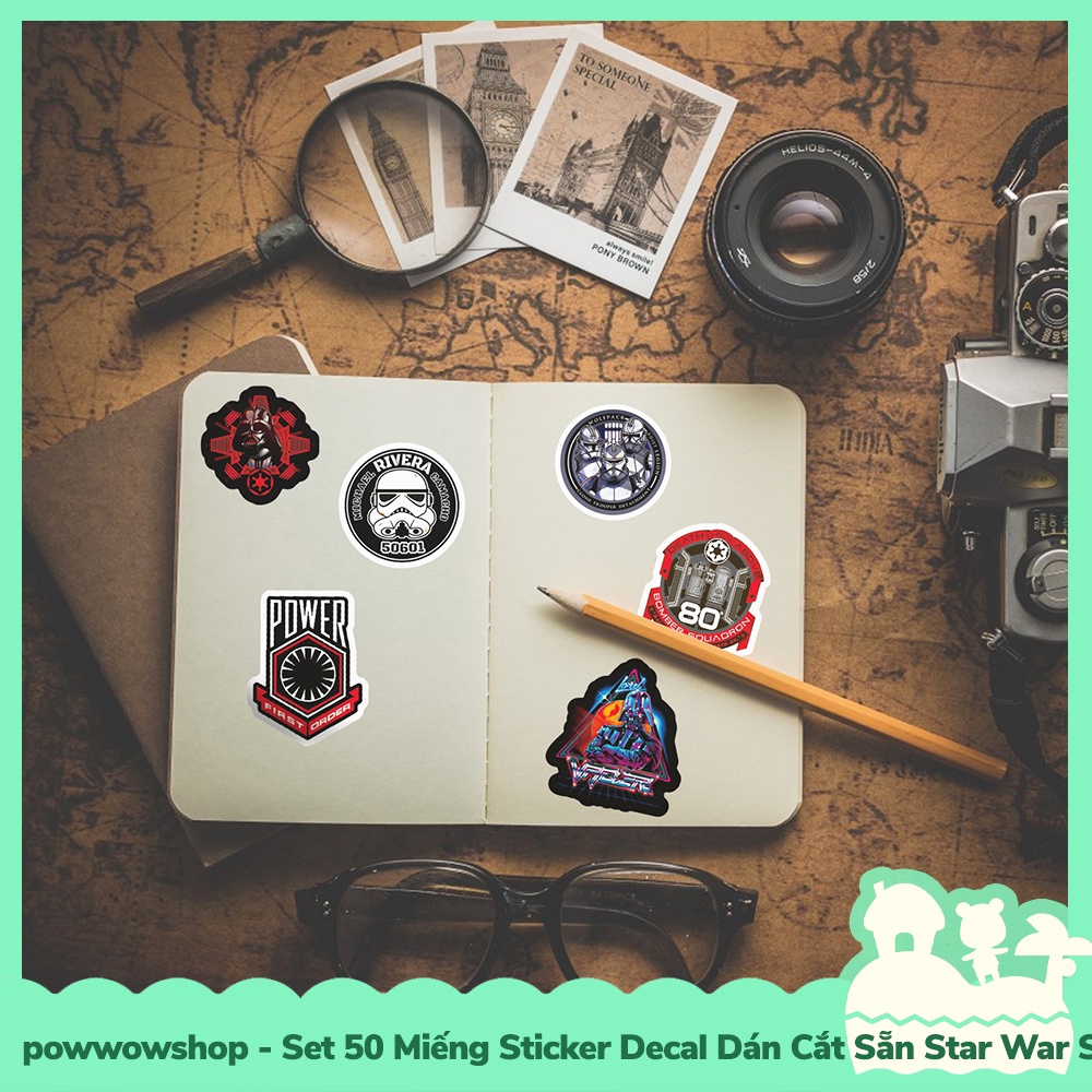 [Sẵn VN - Hỏa Tốc] Set 50 Miếng Sticker Decal Cắt Sẵn DIY Dán Trang Trí Vật Dụng Mẫu Star War Stick The Path Circle