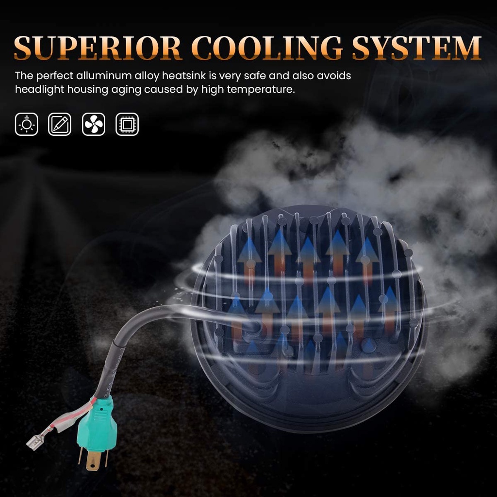 Đèn Pha LED 5.75 Inch 5-3 / 4 Mắt Thiên Thần Tương Thích Với Harley Davidson Iron 883 1200 Dyna Sportster Street Bob