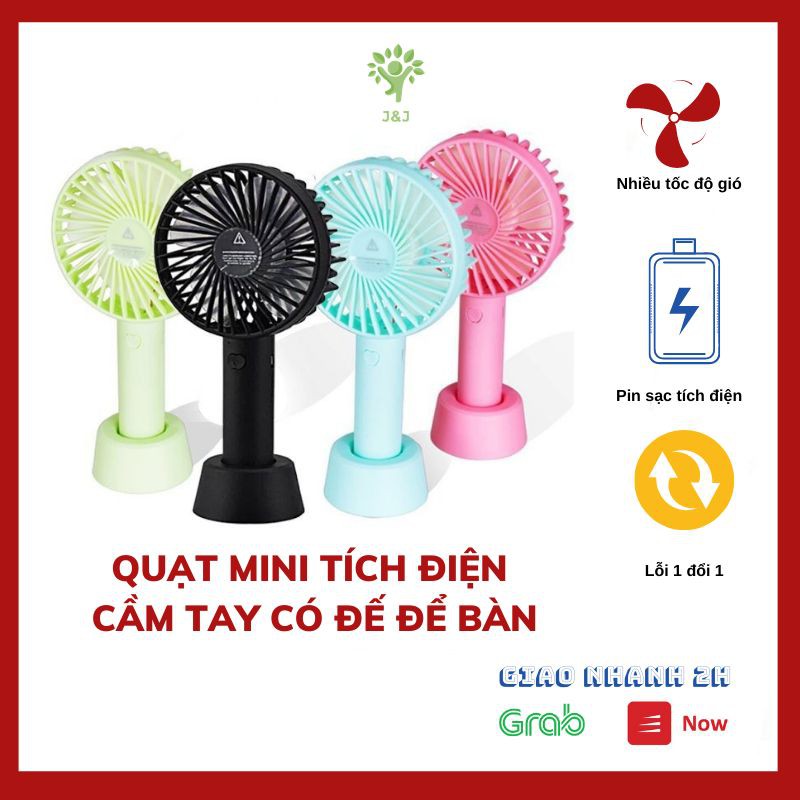 Quạt mini tích điện cầm tay có đế để bàn 3 tốc độ gió J9 | BigBuy360 - bigbuy360.vn