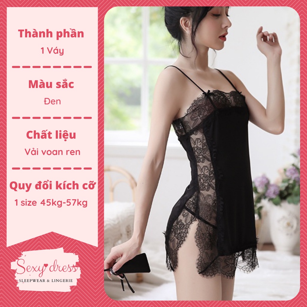 Váy ngủ 2 dây, đồ ngủ sexy ren gợi cảm quyến rũ giá rẻ SX27 | BigBuy360 - bigbuy360.vn