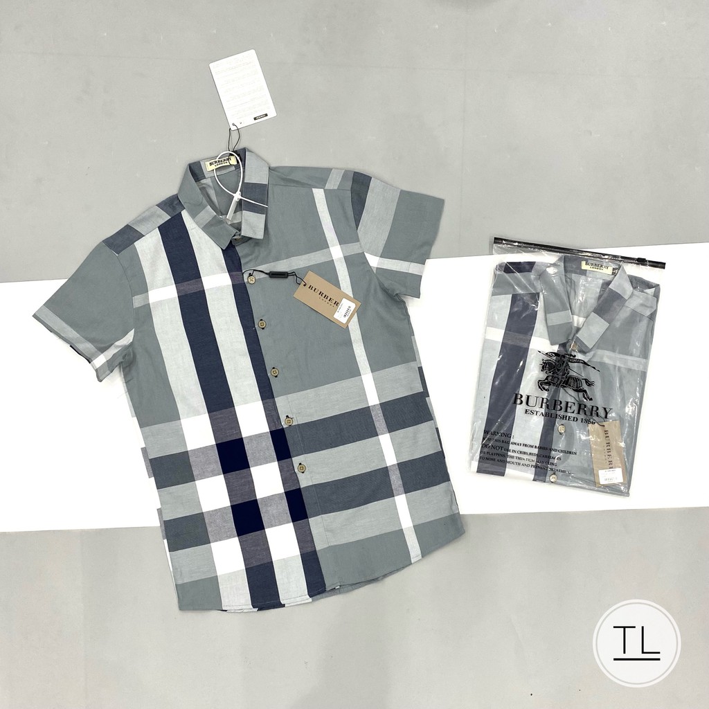 Sơ mi ngắn tay nam bbr kẻ nhiều màu, chất cotton không xù bai nhão, đủ size 40-75kg | BigBuy360 - bigbuy360.vn