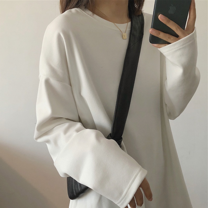 SUXI Áo thun tay dài cổ tròn thiết kế mới thời trang mùa thu theo phong cách hàn quốc cho nữ