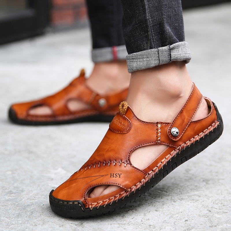 Giày Sandal Đế Bằng Chống Trượt Thoải Mái Thời Trang Đi Biển Cho Nam