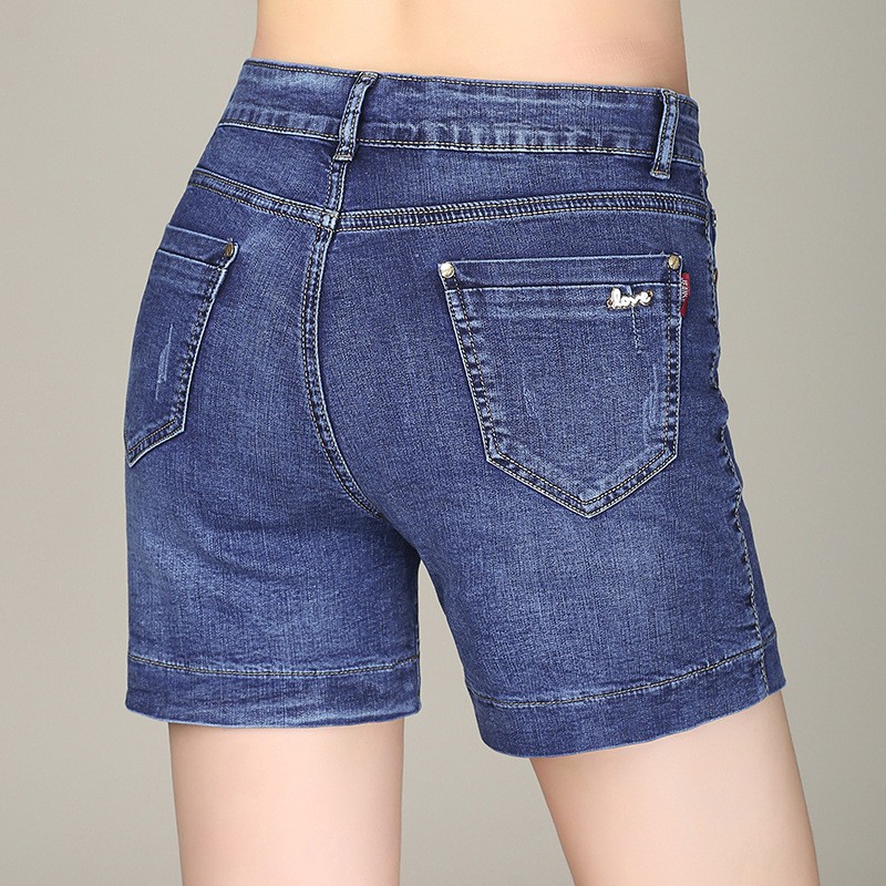 Quần Short Jean Ngố Ngắn Trơn Cao Cấp- Ảnh Thật