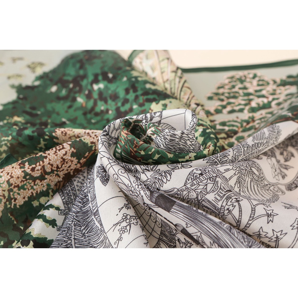 Khăn Choàng Lụa Satin Hình Vuông Nhỏ In Họa Tiết Dân Tộc Cổ Điển Kiểu Mới Dành Cho Bạn Nữ [24H Shipping]