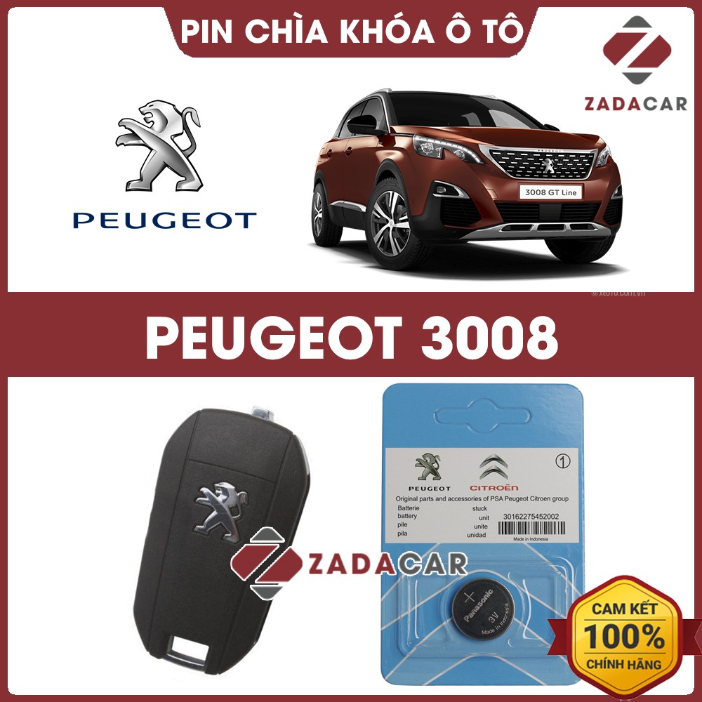 Pin chìa khóa ô tô Peugeot 3008 chính hãng Peugeot sản xuất tại Indonesia 3V