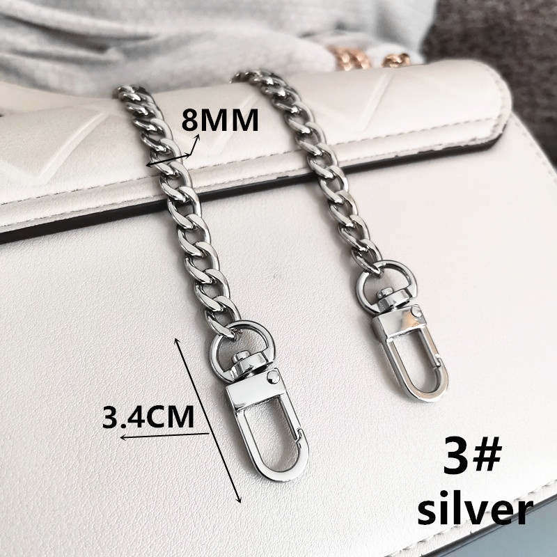 Dây Xích Bằng Kim Loại Màu Vàng Bạc Đen 8MM Đeo Túi Xách Thời Trang Chống Mòn