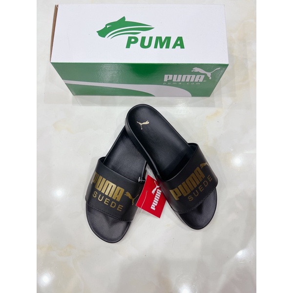 dép PUMA đen chữ đồng nam nữ size 36-43 ( tặng hộp bảo vệ)