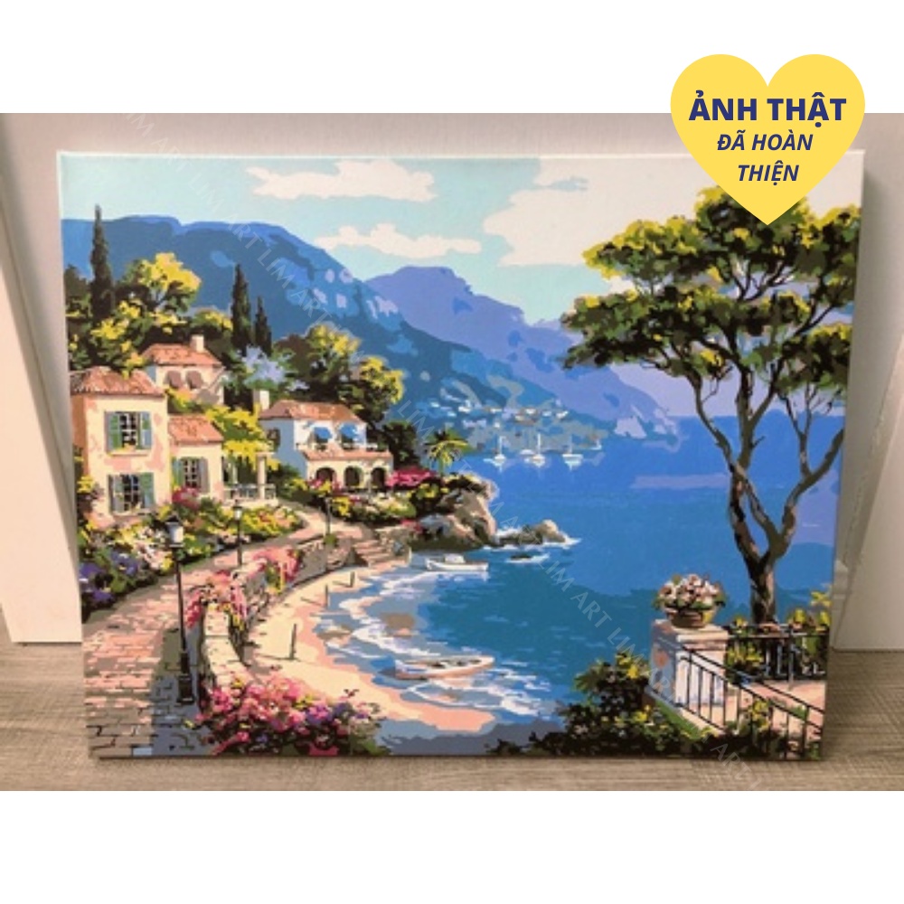 Tranh sơn dầu số hoá có khung LIM Art - Tranh tô màu theo số phong cảnh biển