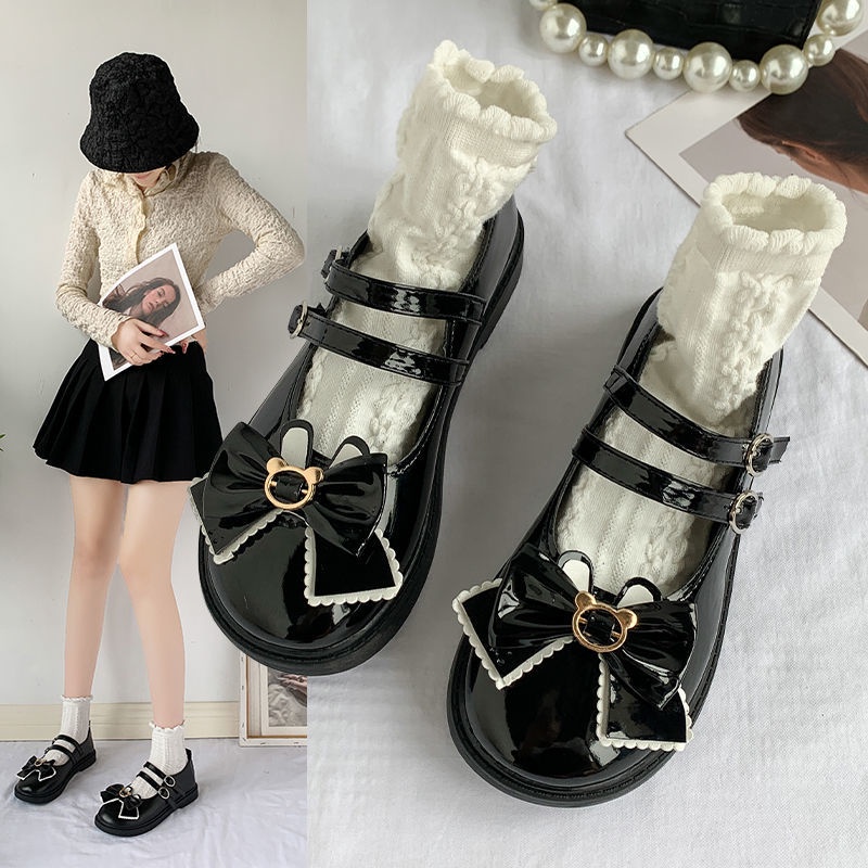 Giày Búp Bê Da Đế Bằng Phong Cách Lolita Nhật Bản 2022 Thời Trang Cho Nữ