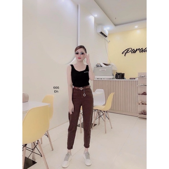 Quần baggy bò nâu tây cạp cao hot hit