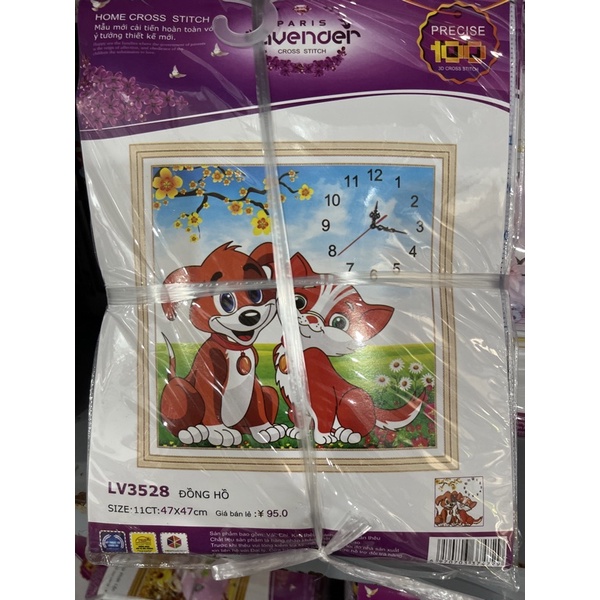 tranh thêu chữ thập đồng hồ lv3528 (47x47)