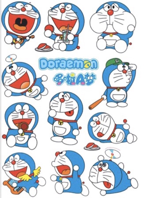 Sticker anime đoremon 30 cái ép lụa khác nhau