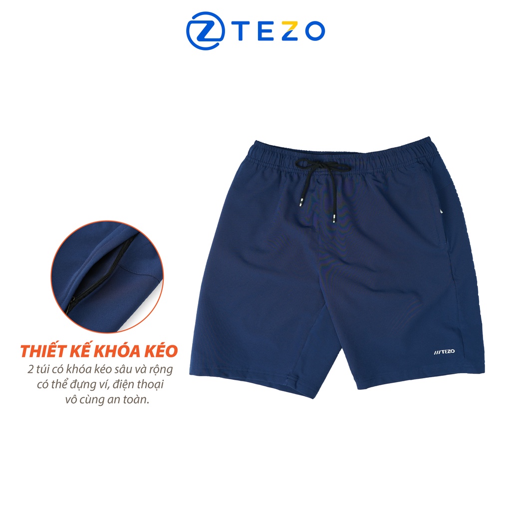 Quần sooc gió nam Tezo có túi thẳng dáng thể thao cơ bản năng động 2204QDGB03