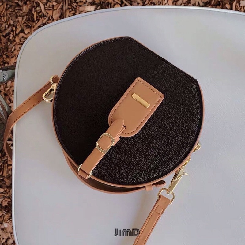 Túi xách nữ dáng hộp tròn da sần - DRUM