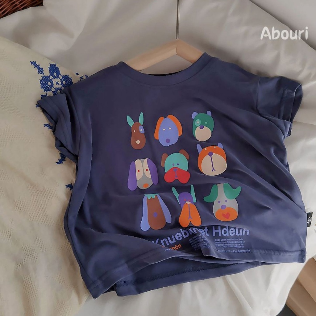 Áo Thun Tay Ngắn In Họa Tiết Động Vật Phong Cách Nhật Hàn Thời Trang Mùa Hè Mới Dành Cho Bé Trai Và Bé Gái 2022
