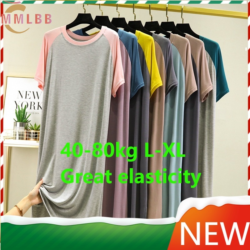 Đồ ngủ Cotton Dáng Rộng Tay Ngắn Cổ Tròn Màu Sắc Thời Trang Mùa Hè Xinh Xắn Cho Nữ