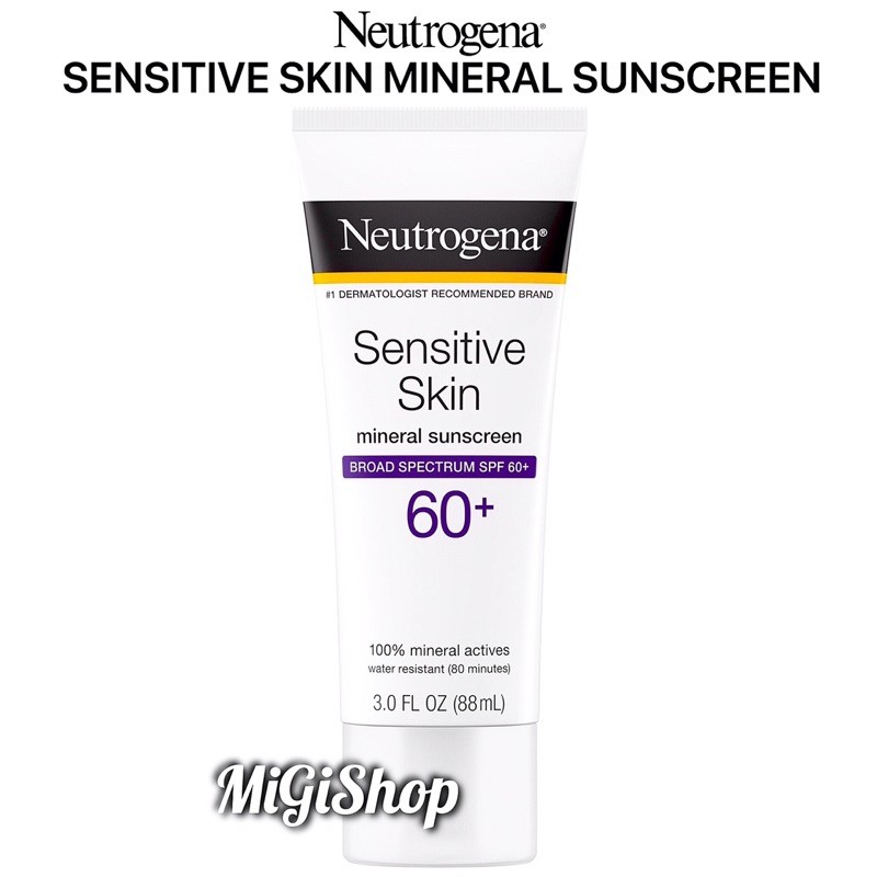 [Hàng Mỹ] Kem Chống Nắng Cho Da Nhạy Cảm Neutrogena Sensitive Skin Mineral Sunscreen SPF60+ 88ml