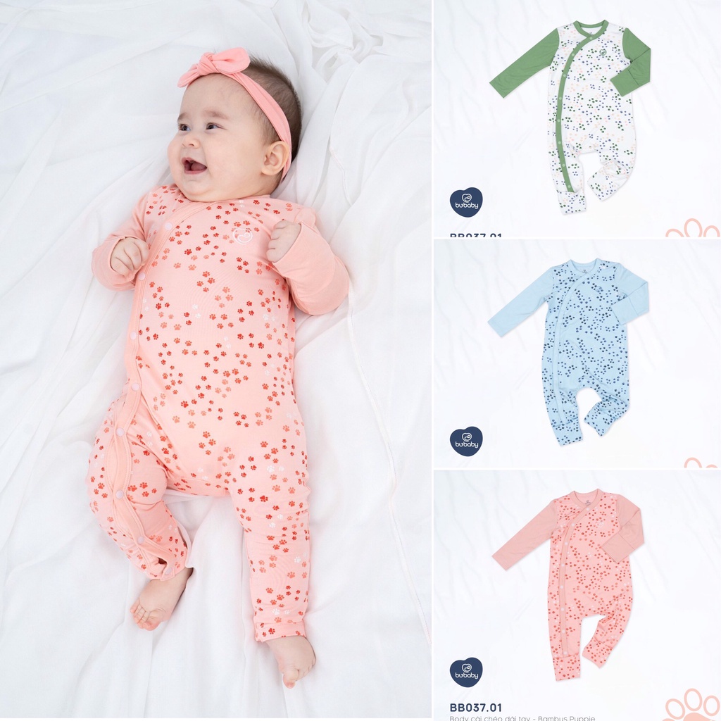 Bộ Body cài chéo dài tay Bambus Puppie BU Baby - Bubaby Bình Dương