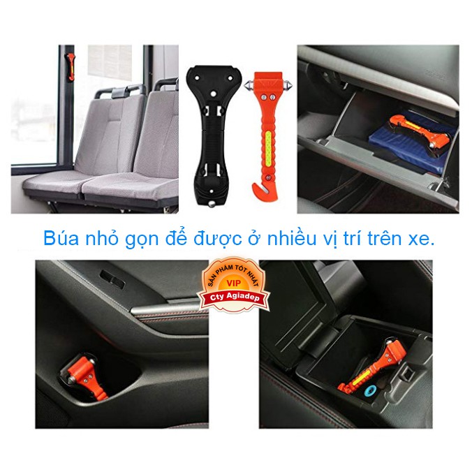 Búa đập kính oto, Búa cứu hộ phá kính thoát hiểm trường hợp nguy cấp - Phụ kiện xe hơi car