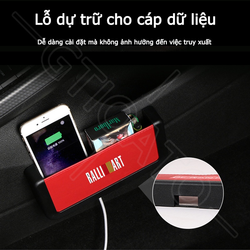 GTIOATO Cho RALLIART Hộp Đựng Điện Thoại Trên Oto Khay ĐựNg Đồ Ô Tô Hộp Đựng Điện Thoại Trên Xe Túi Đựng Điện Thoại Trên Ô Tô HộP ĐựNg Đồ TrêN Ô Tô Phụ Kiện Xe Hơi Cho Mitsubishi L300 L200 Xpander Cross Outlander Attrage Xpander Lancer