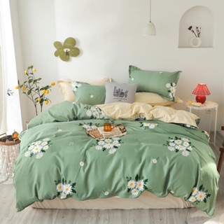 Bộ Drap & Chăn Phao Cotton Poly Cúc Hoạ Mi Mới