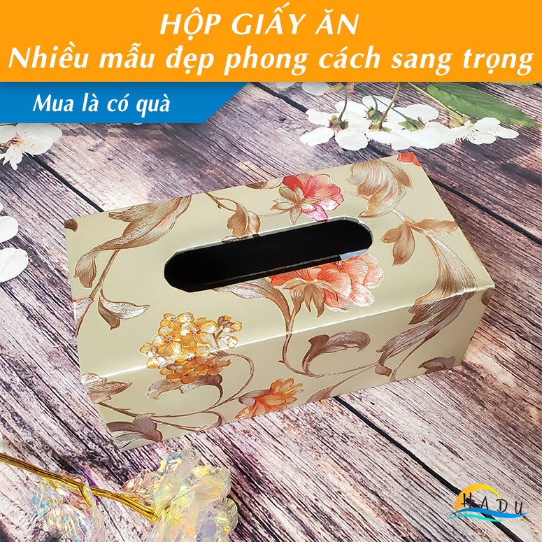 [FLASH SALE 3 NGÀY] Hộp giấy ăn hình chữ nhật lót nỉ có nam châm giữ nắp nhiều mẫu hoa độc đáo siêu đẹp HDS045 (Mẫu mới)