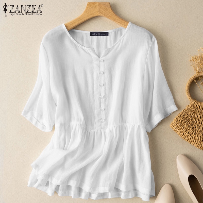 Áo Zanzea thích hợp nữ tay ngắn dáng xòe thời trang