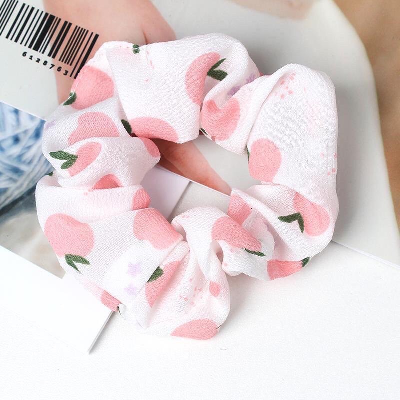 Dây buộc tóc scrunchies hoạ tiết trái cây ngọt ngào
