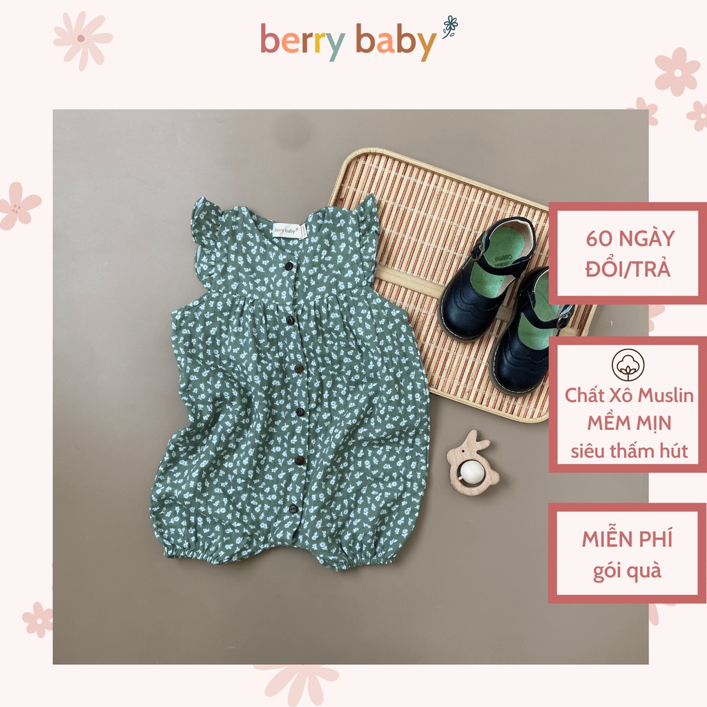 Body chip bé gái BERRYBABY dáng vai cánh tiên hoa nhí vải xô muslin Ava