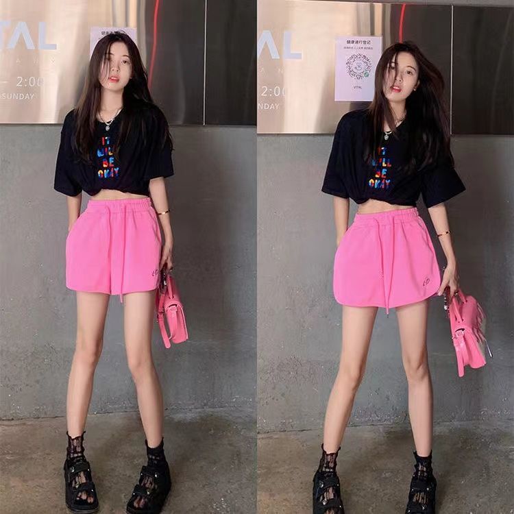 Quần Short Thể Thao Lưng Cao Ống Rộng Thời Trang Mùa Hè Hàn Quốc Hàng Mới Dành Cho Nữ