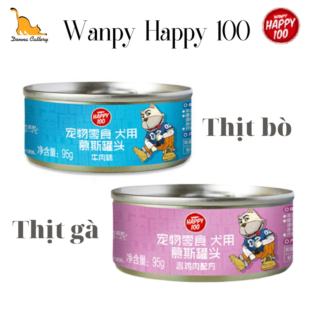 PATE WANPY HAPPY 100 LON 95g CHO CHÓ CON VÀ CHÓ TRƯỞNG THÀNH