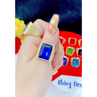 Nhẫn nam inox dát vàng 18 đính đá phong thuỷ cao cấp nhẫn đeo không đen
