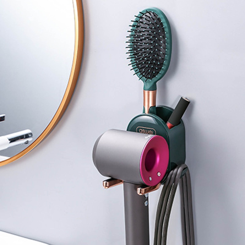 Giá Đỡ Máy Sấy Tóc Gắn Tường Hình Chữ U Có Thể Gập Lại Kèm Hộp Đựng Cho Phòng Tắm