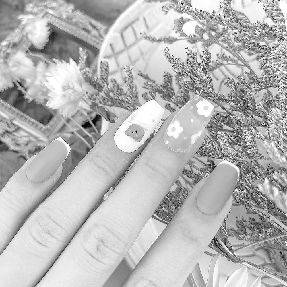 Phụ Kiện Trang Trí Móng Tay Họa Tiết Gấu Hoạt Hình Màu Cầu Vồng Dễ Thương DIY