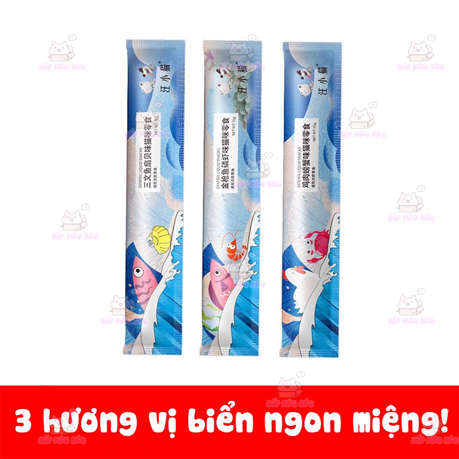 Tuýp thưởng Wang Kitten 15gr vị Cua,Tôm,Sò,Cá