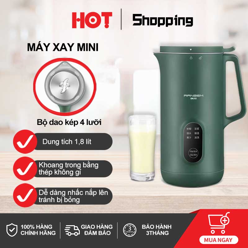 Máy làm sữa hạt mini có thể xay nhuyễn hạt, nấu sữa, thức ăn cực nhanh và đơn giản, nồi hâm nhỏ gọn, dễ mang theo