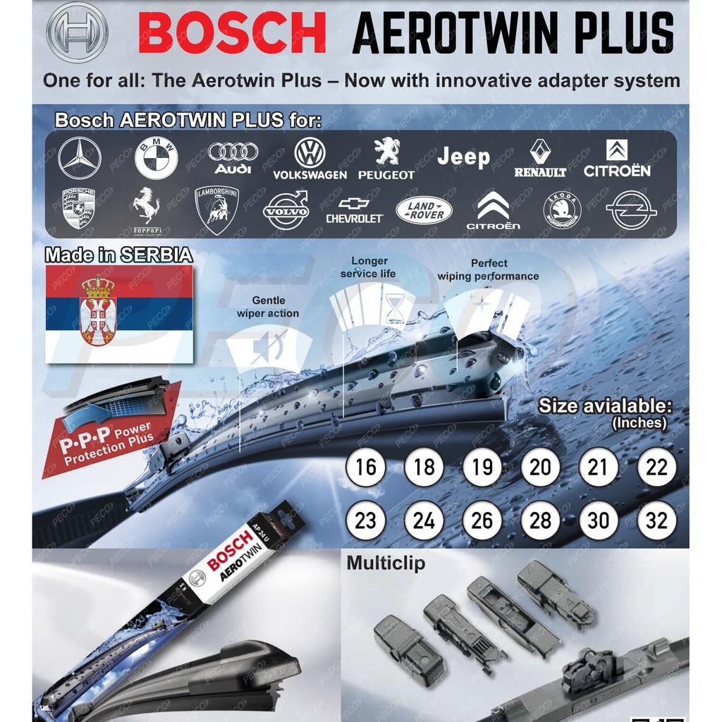 Thanh Gạt Mưa Bosch AeroTwin Plus - Dành Cho Xe Châu Âu
