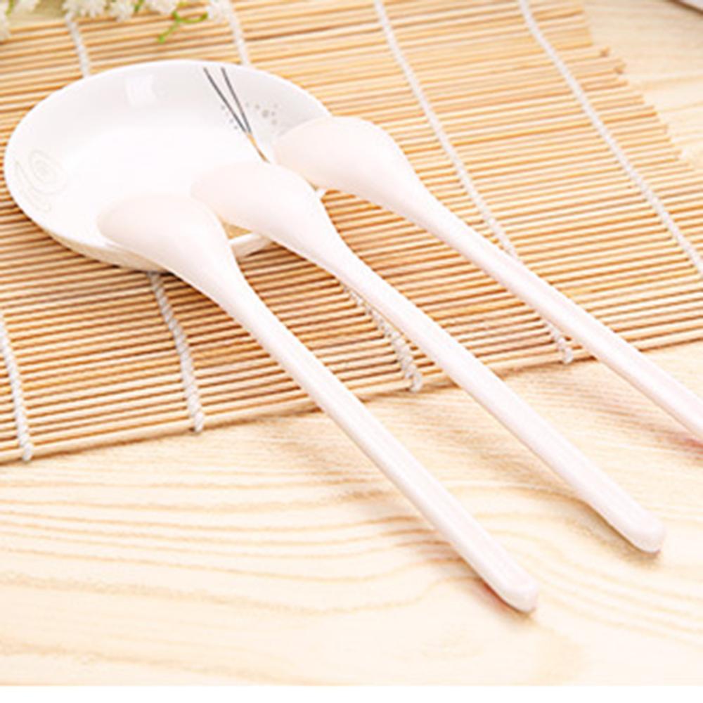 LEISURE Bộ 1 / 3 Muỗng Sứ Cán Dài Xinh Xắn Tiện Dụng