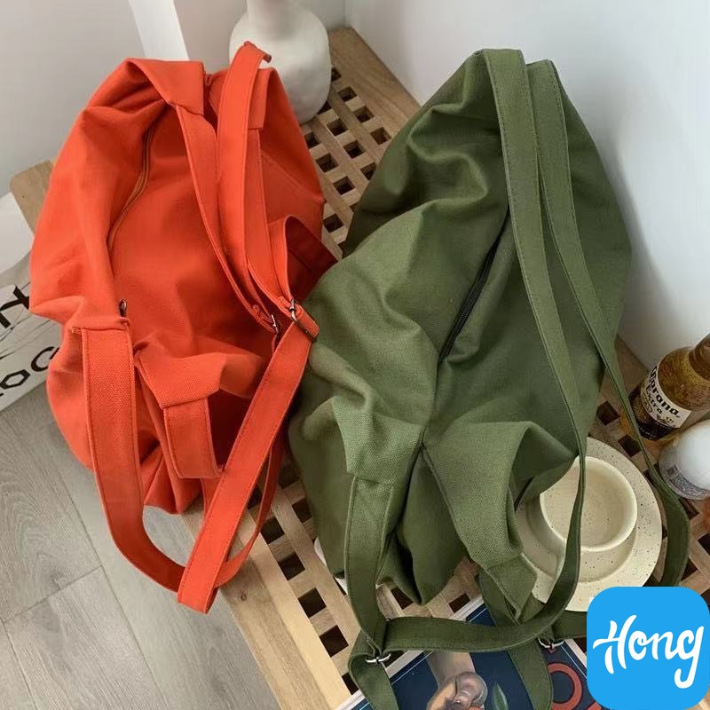 Túi vải canvas đeo vai sức chứa lớn phong cách Nhật Bản đơn giản xinh xắn cho nam và nữ