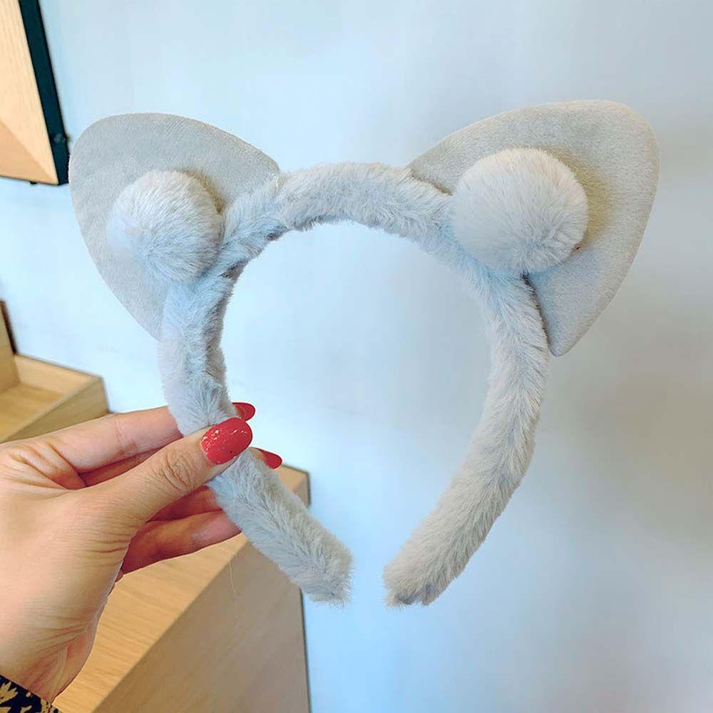 Băng Đô Tai Mèo Phối Bóng Lông 15H Hoạt Hình Xinh Xắn Cho Nữ