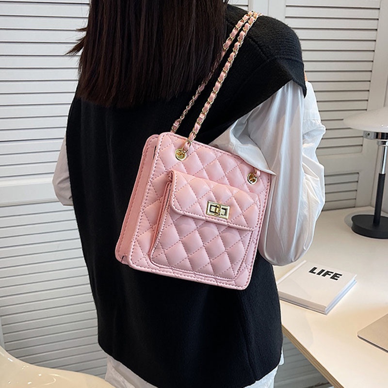 IELGY Túi Đeo Vai Hình Vuông Nhỏ Thêu Họa Tiết Hình Thoi Thời Trang Cho Nữ