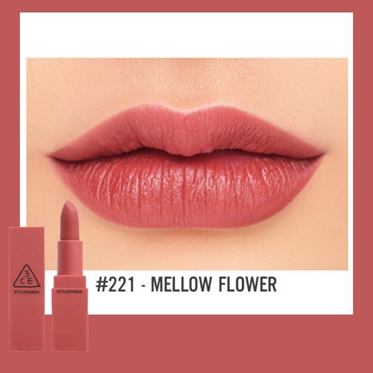 Son lì 3CE Mood Recipe Matte Lip Color Màu MELLOW FLOWER #221 Hồng đất