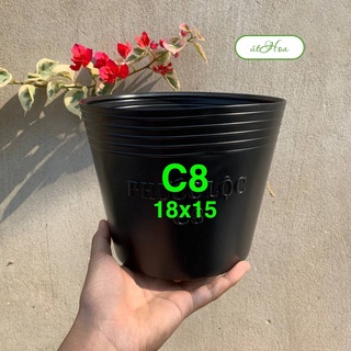 Chậu nhựa đen C8 (18x15cm) trồng cây, ươm cây